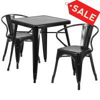 Flash Furniture CH-31330-2-70-BK-GG Metal Table Set in Black